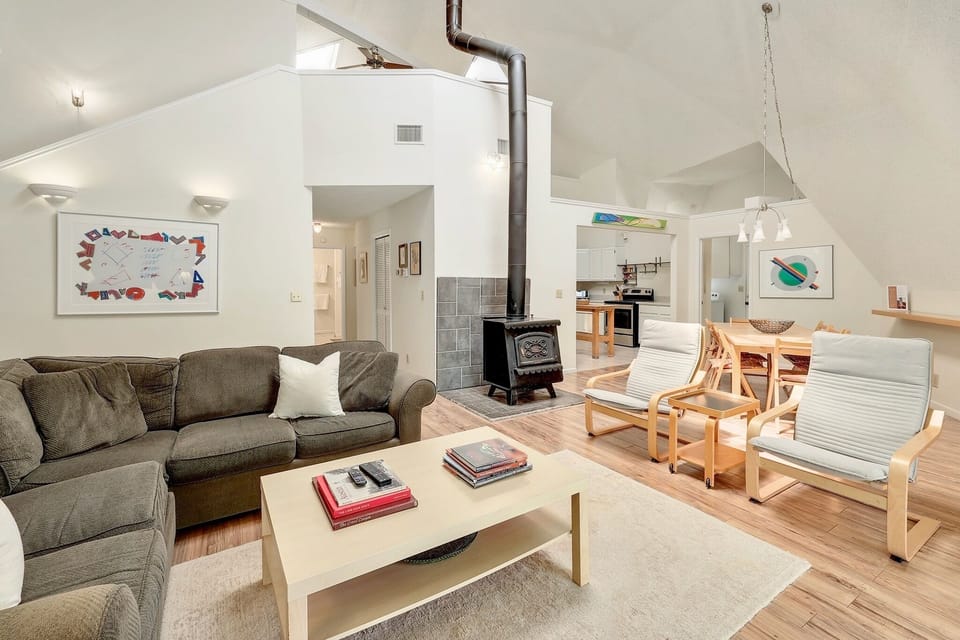 Cozy living room with wood-burning stove