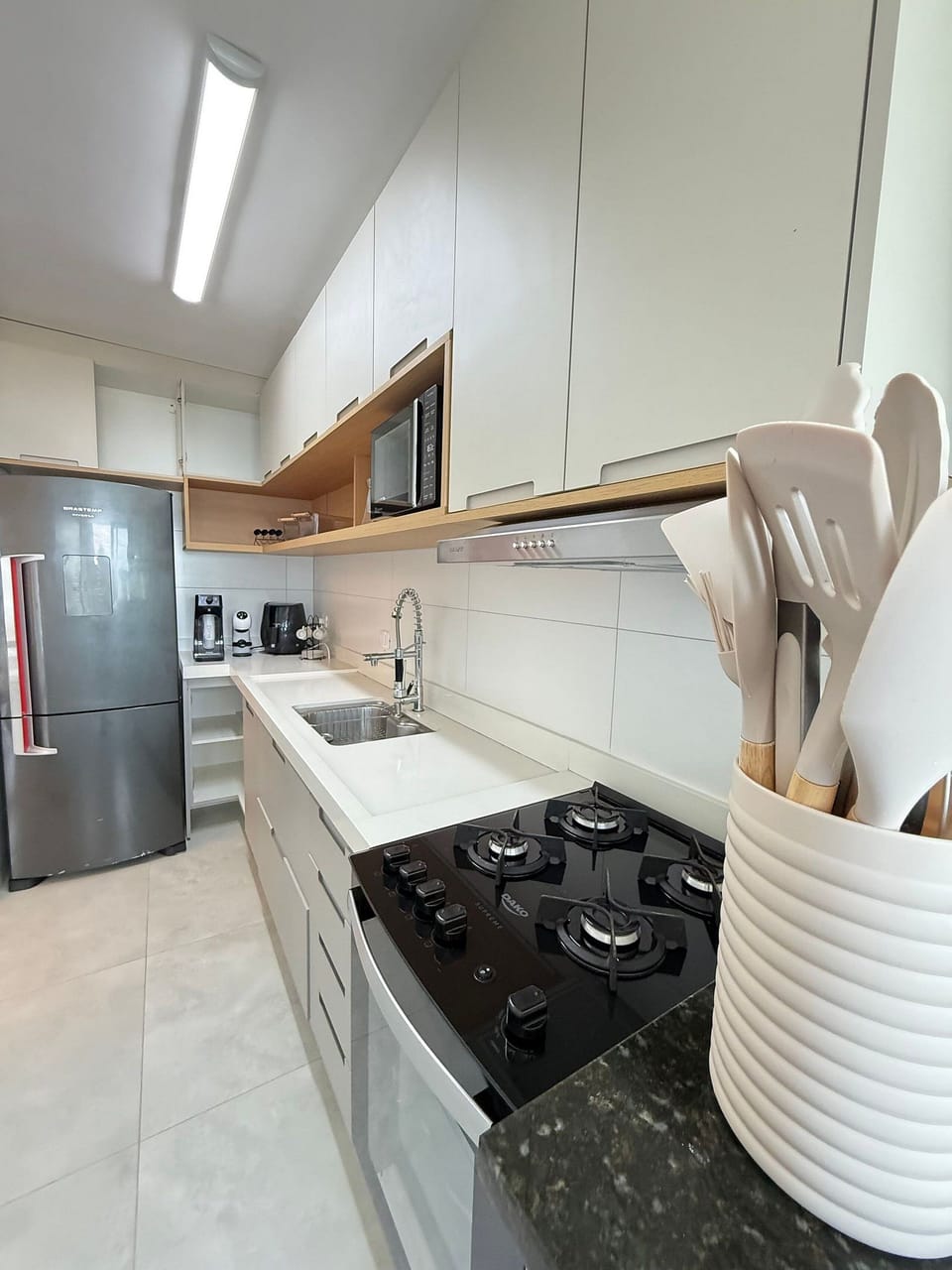 Apartment | Private kitchen | Full-size fridge, microwave, oven, stovetop
