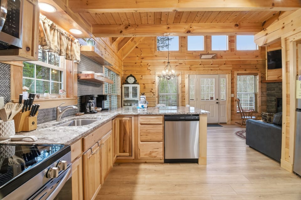 Compact full kitchen with oven, coffee maker & more