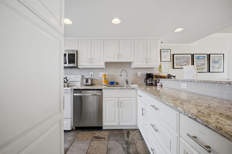 Cook with ease in a full kitchen during your beach getaway