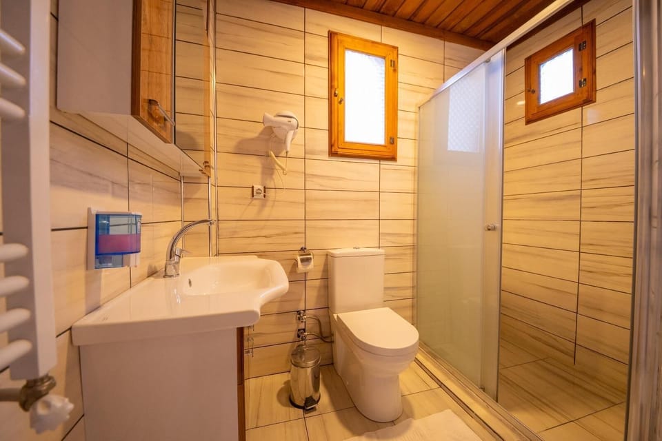 Comfort Double or Twin Room, Garden View | Bathroom | Shower, hair dryer, towels, soap