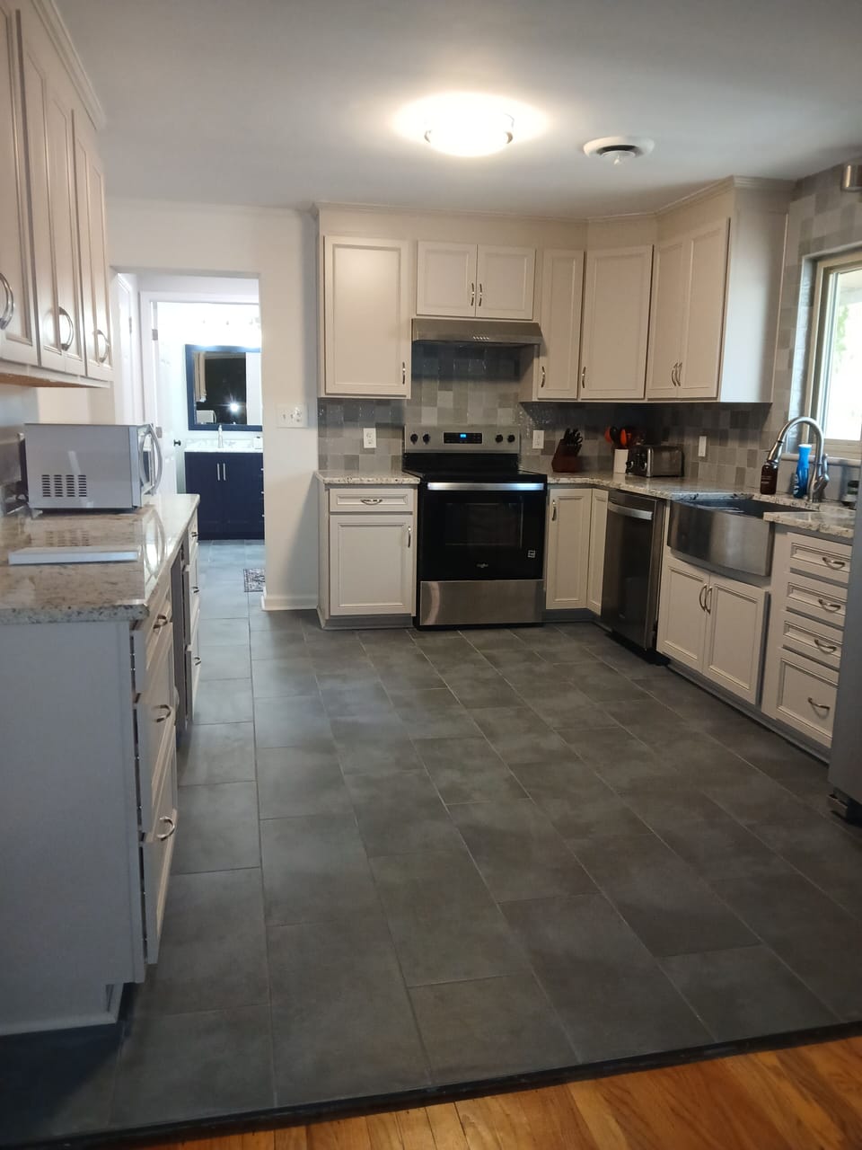 new kitchen floor and addition to new second bathroom