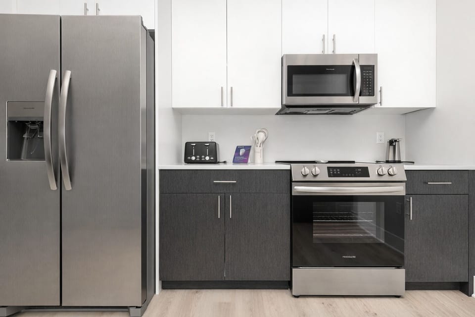 Sleek modern kitchen with stainless steel appliances