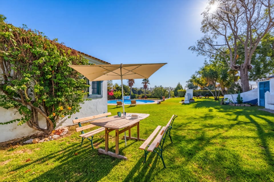 Dining area next to pool