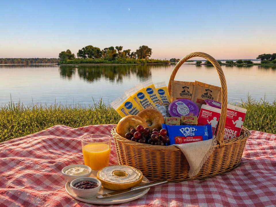 Start your day the right way
Upgrade your stay with a relaxing lakeside breakfast.
Our continental breakfast basket is available as an add-on for $18 per guest and will be delivered straight to your door between 8:00–10:00 AM.