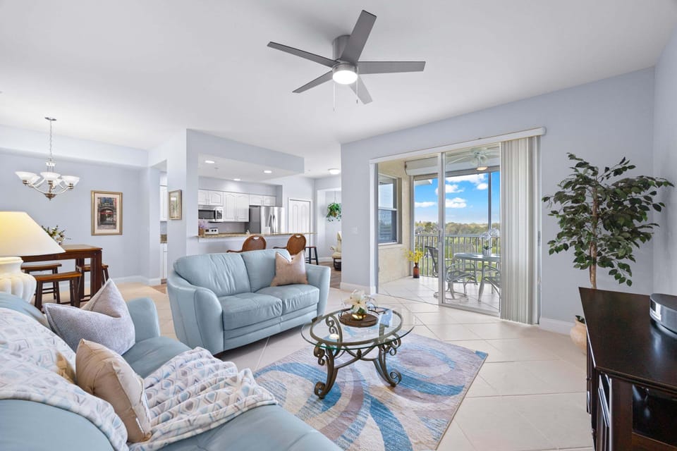 Spacious Open Living Area with Lanai Access