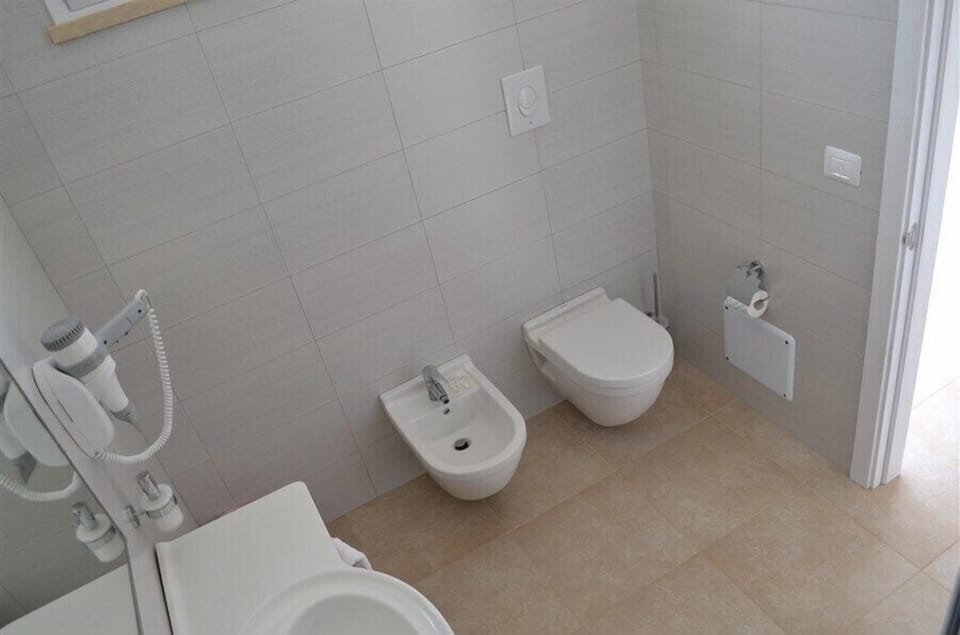 Shower, free toiletries, hair dryer, bidet