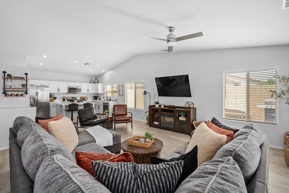 living room and kitchen
