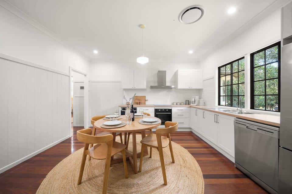 Dining area set for slow breakfasts and shared dinners