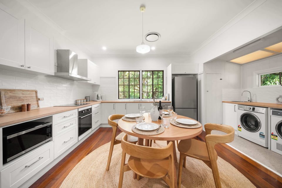 Seamless flow between kitchen dining and living spaces