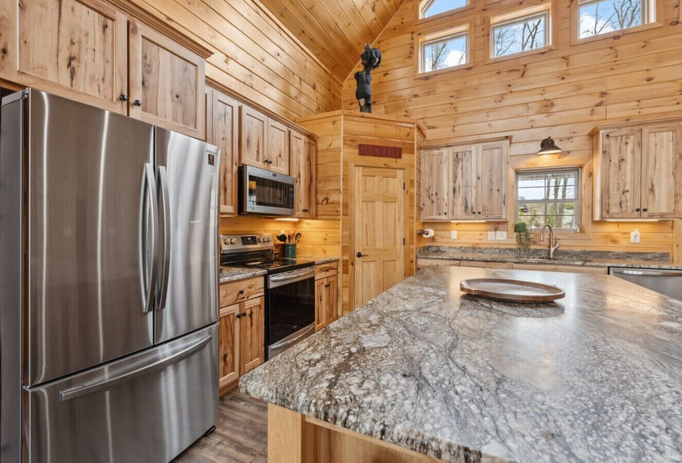 Fully stocked rustic kitchen