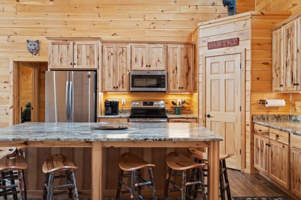 Fully stocked rustic kitchen