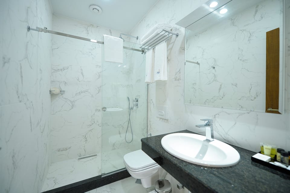 Deluxe Double Room | Bathroom | Shower, free toiletries, hair dryer, slippers
