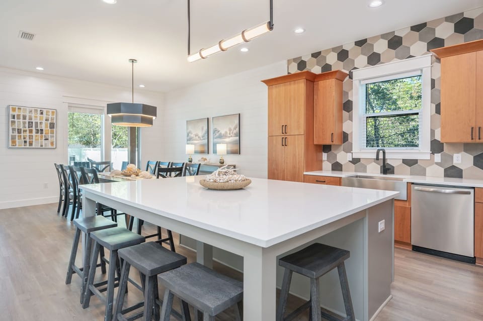 Kitchen island for additional dining space, or perfect for family game nights!
