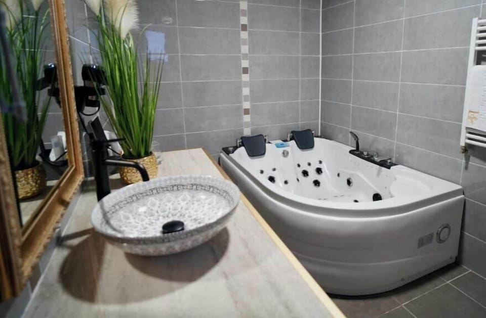 Deluxe Double Room, Non Smoking, Hot Tub | Bathroom | Free toiletries, hair dryer, bathrobes, slippers