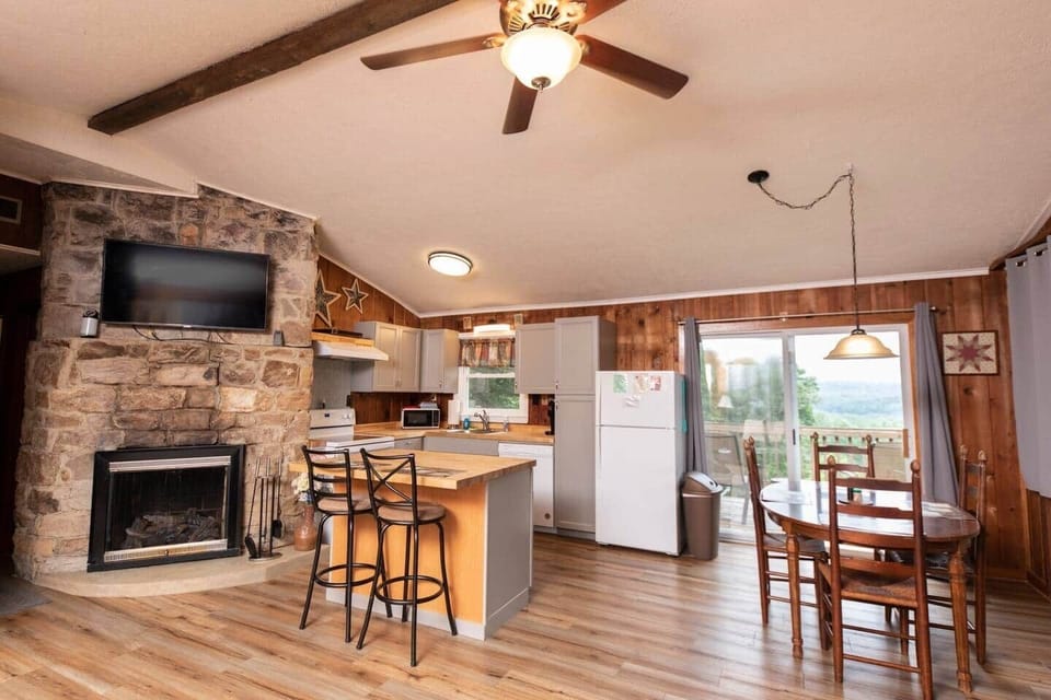 living room opens up to kitchen and dining area
