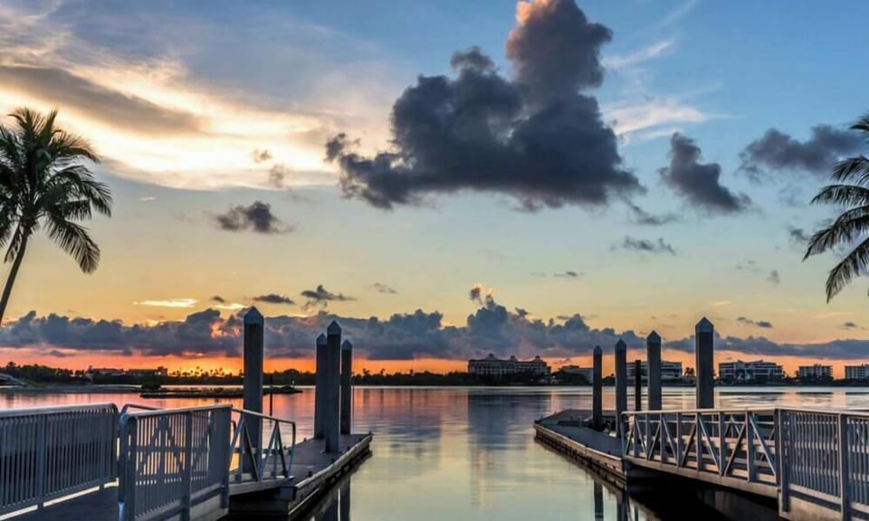 Lake Worth Beach Pier at sunset nearby