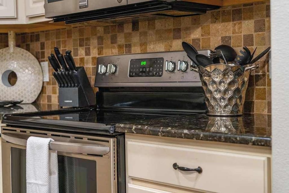 Fully stocked kitchen with everything you need to cook and dine in.
