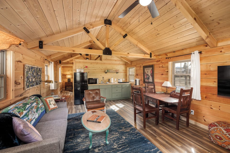 Living room and kitchen.