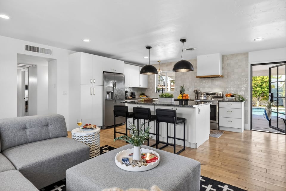 Open-concept living space with modern decor.