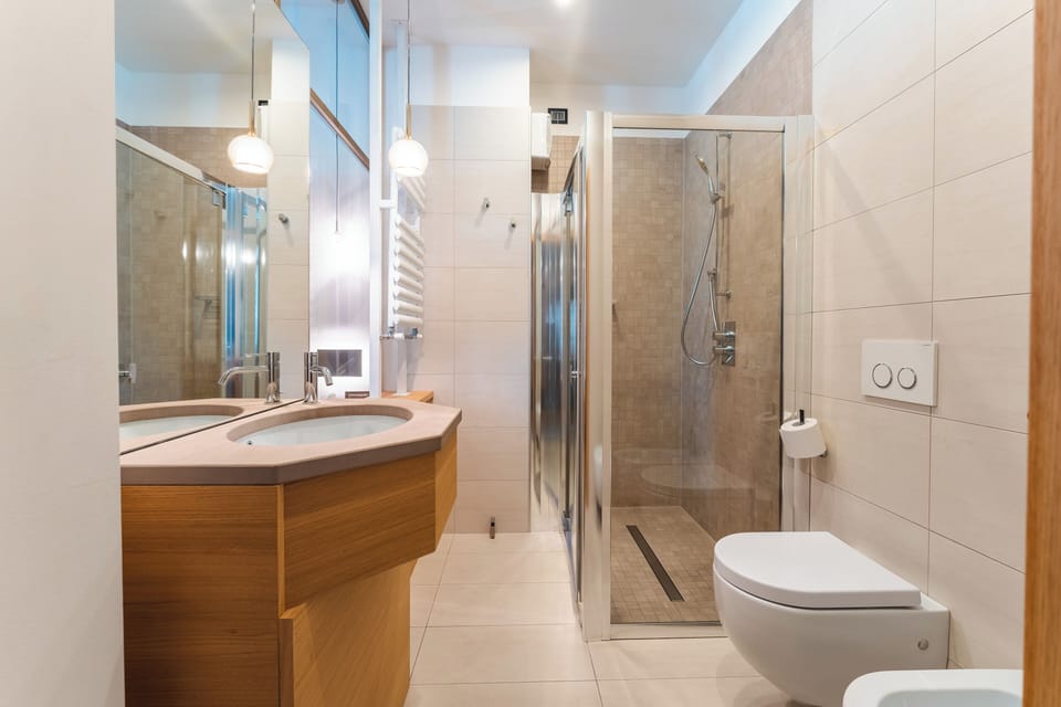 Comfort Double Room | Bathroom | Shower, hair dryer, towels, soap