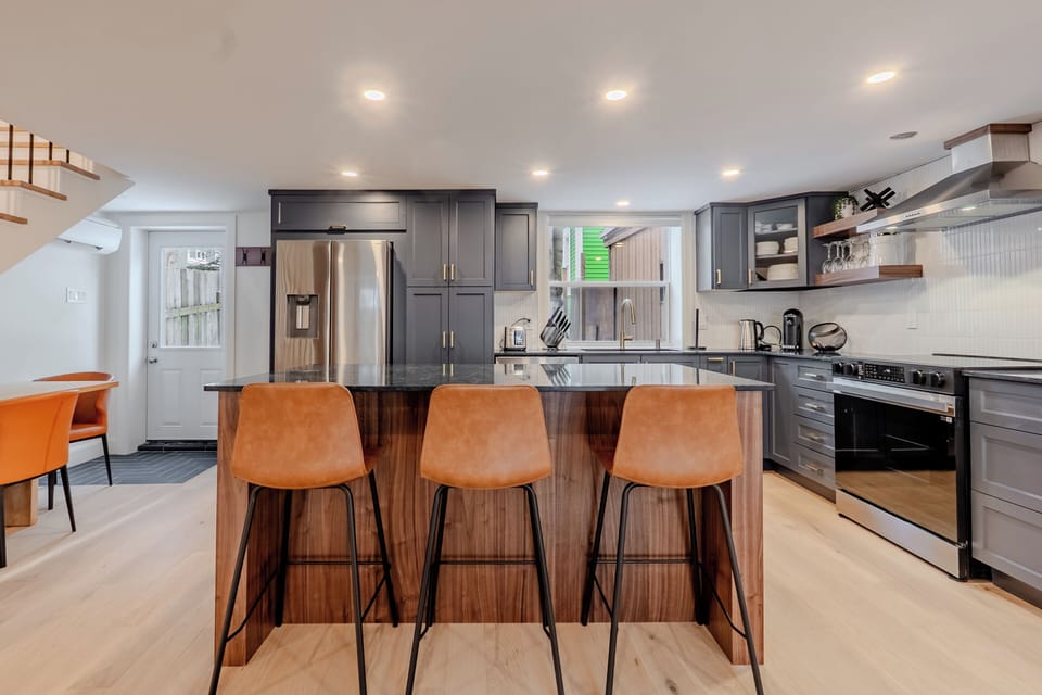 Open-concept kitchen with island seating