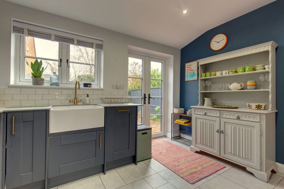 Ground floor: Kitchen with french doors to the garden