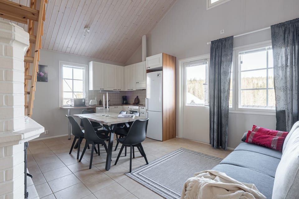 Comfort Cabin, 3 Bedrooms, Courtyard View | Living area | 40-inch flat-screen TV with cable channels, fireplace