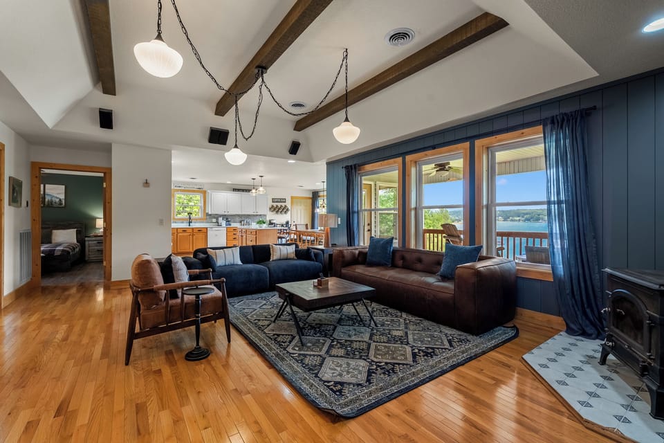 Large open concept living room / kitchen with amazing views