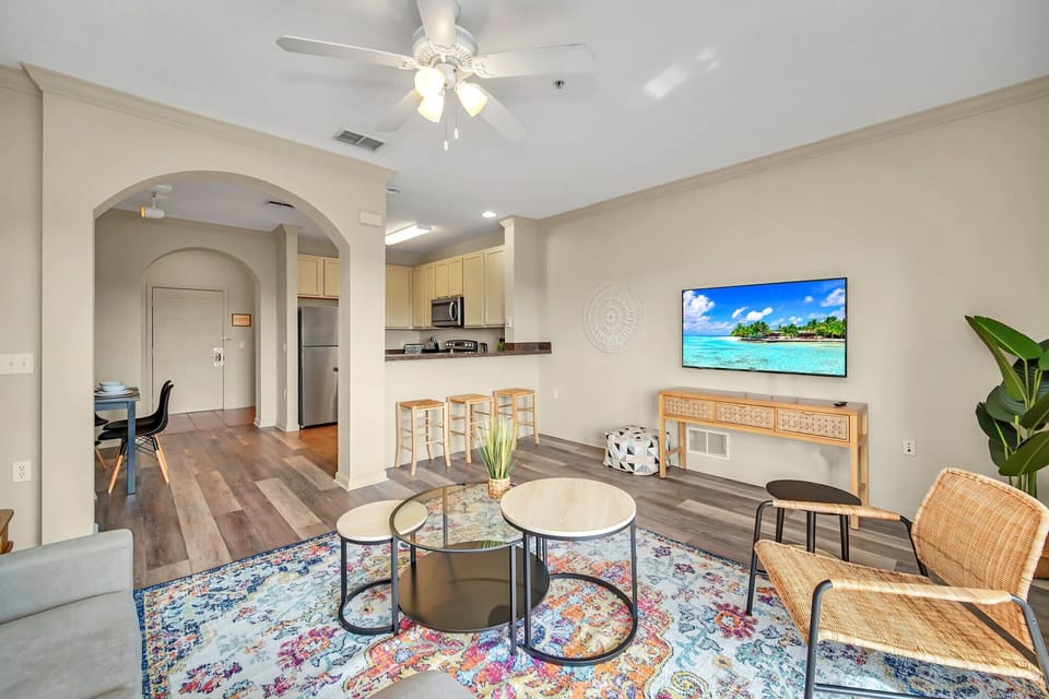Living room with smart TV