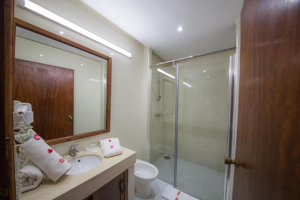 Hair dryer, bathrobes, towels