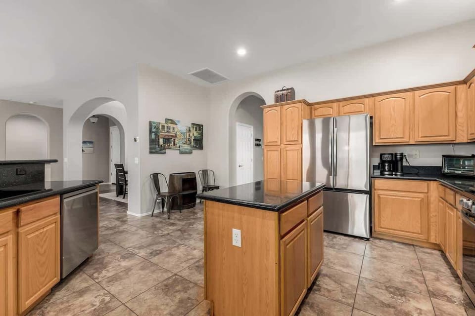 Fully equipped kitchen with modern appliances and everything you need for home cooked meals.