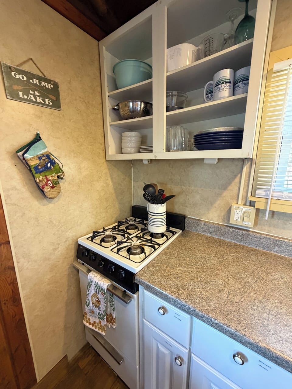 Kitchen has all the basics to cook a meal