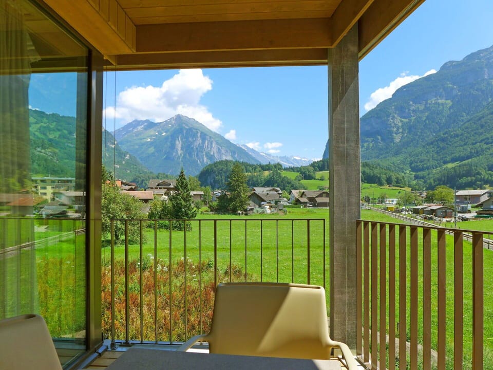 Mountain Range, Valley, Eco Hotel, Chair, Resort, Balcony, Lawn, Alps, Wood Stain, Villa