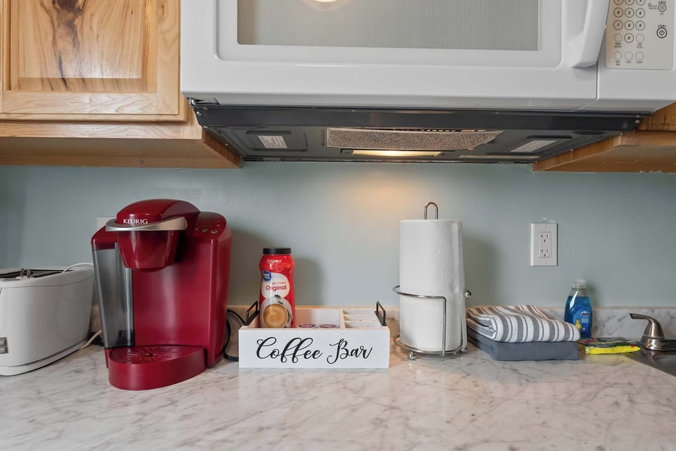 Coffee bar for easy mornings before heading to the beach