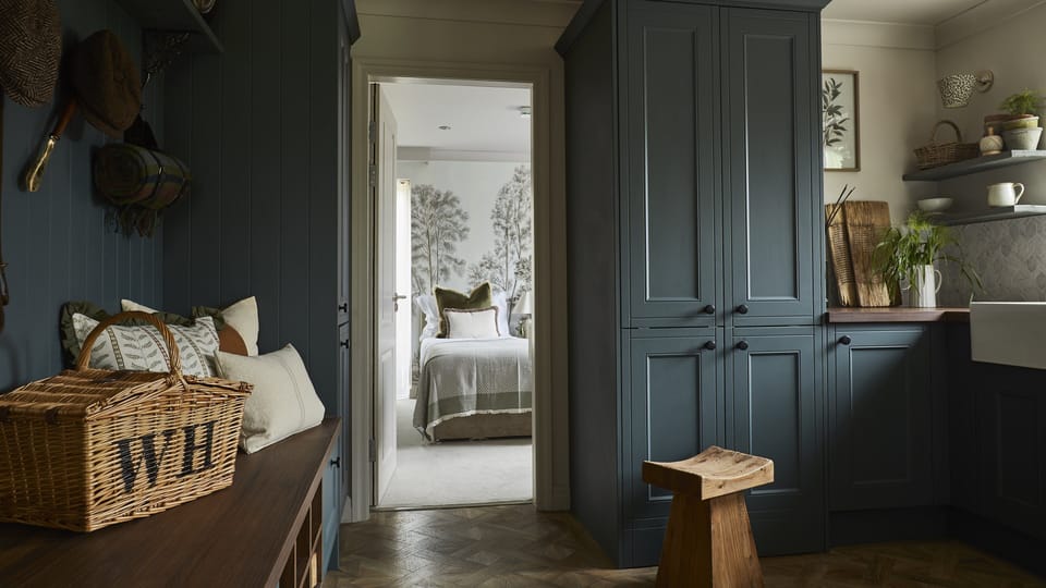 Boot room with built-in storage is ideal after golf