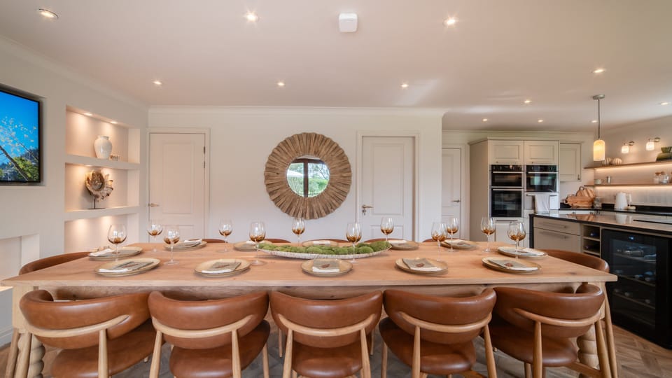 Gather your group around the 12-seat dining table