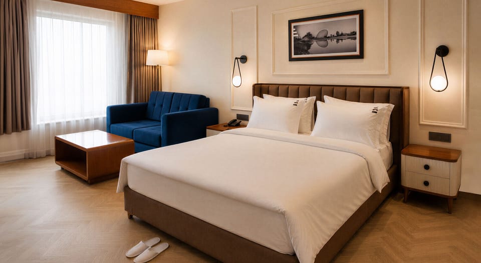 Deluxe Double Room | Desk, iron/ironing board, bed sheets
