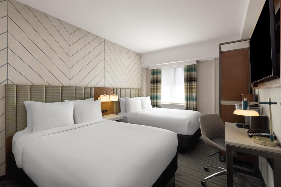 Room, 2 Double Beds, Non Smoking | In-room safe, desk, free WiFi, bed sheets