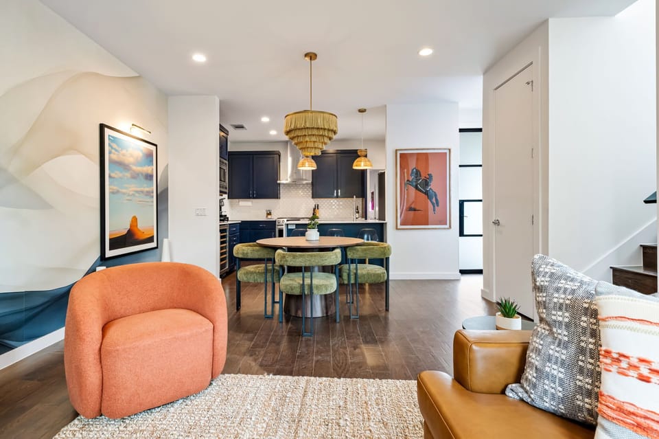 Living room and dining area