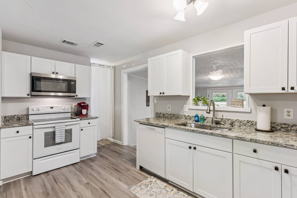 The large kitchen has everything you need to cook a meal at home on those nights you want to take a break from all the great nearby restaurants.