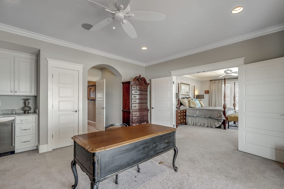 Wet bar and mini refrigerator for convenience