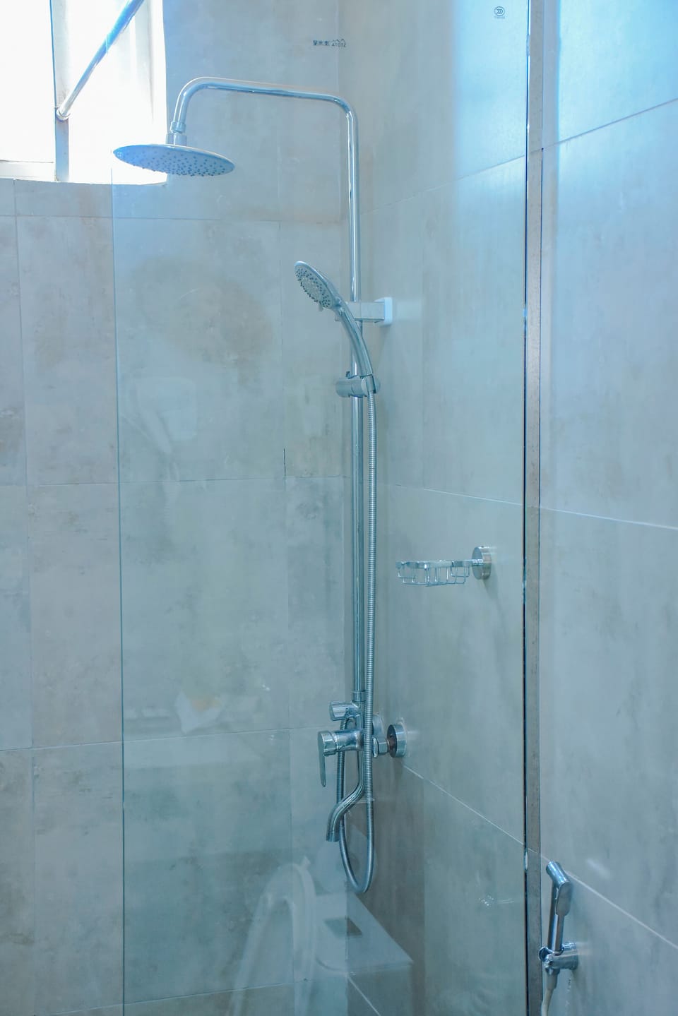 Combined shower/tub, bidet, towels, soap