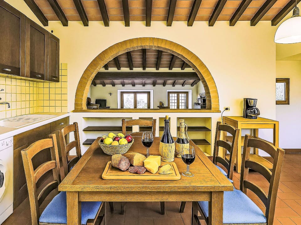 Interior Design, Wall, Furniture, Flooring, Wood, Ceiling, Home, Kitchen & Dining Room Table, Floor, Lighting