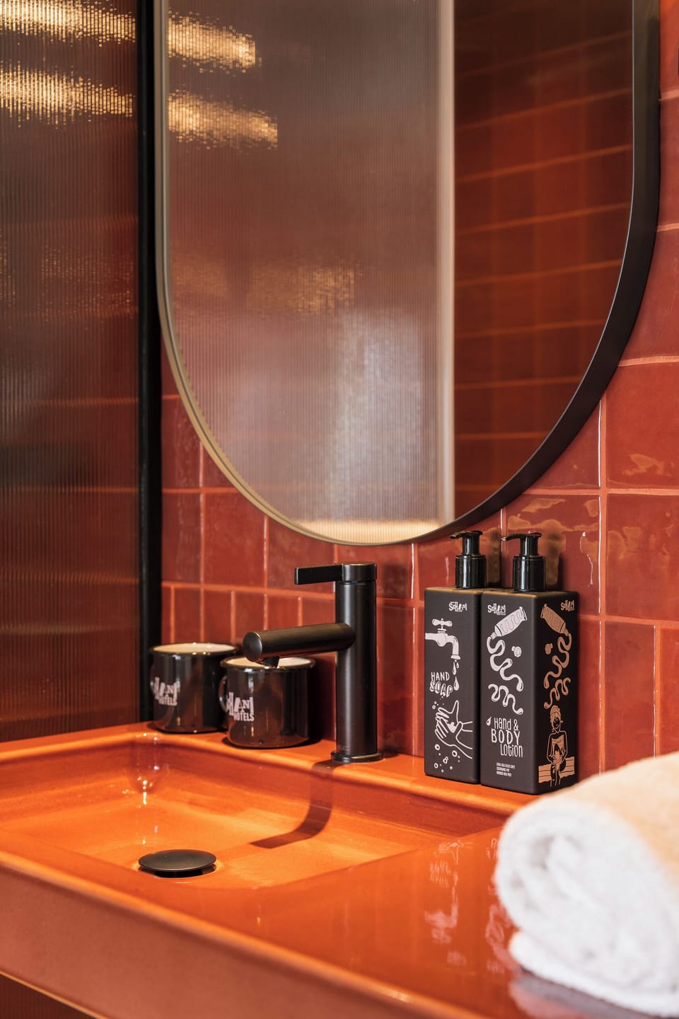 Shower, rainfall showerhead, eco-friendly toiletries, hair dryer