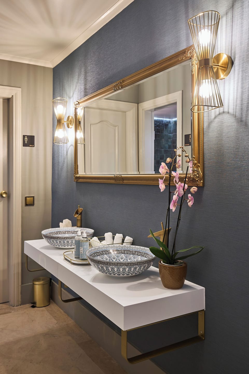 Shower, hair dryer, slippers, towels
