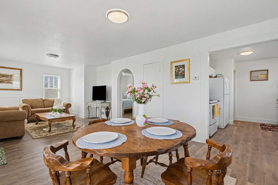 Dining Room with Round Table and Open Layout