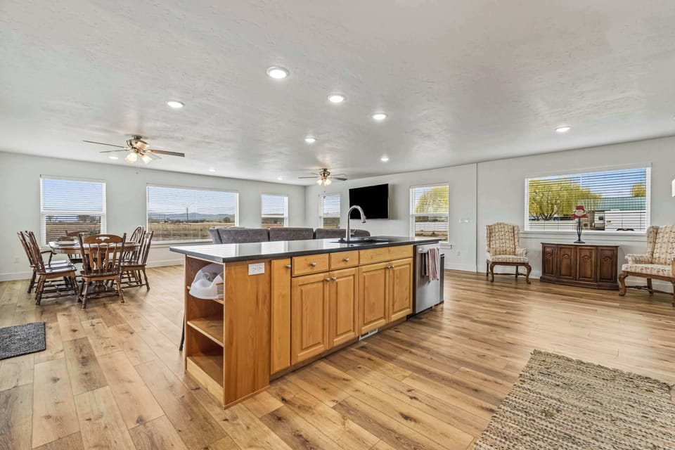 Spacious Main Kitchen with Ample Prep Space for Large Group Stays