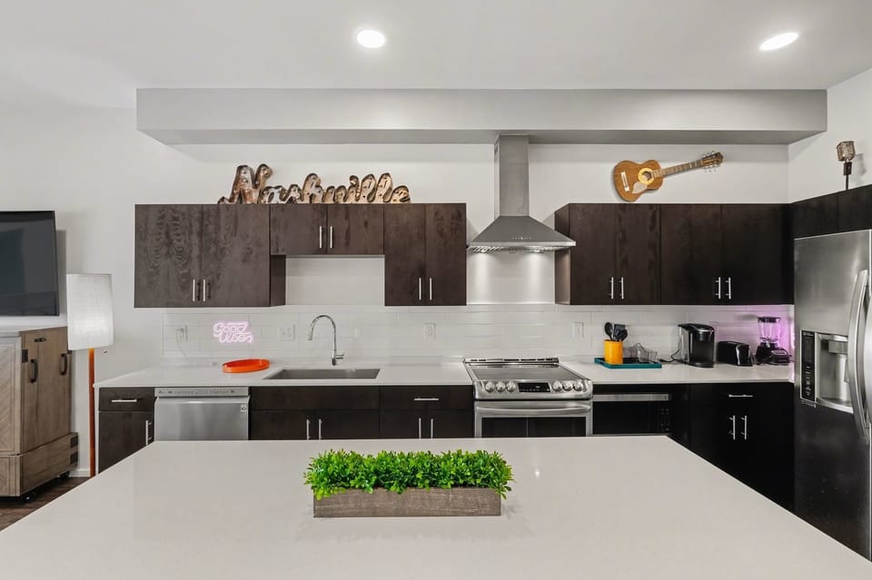 Modern open kitchen with island seating for 4