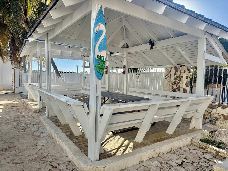 Enjoy outdoor meals and good times in our inviting gazebo with picnic seating.
